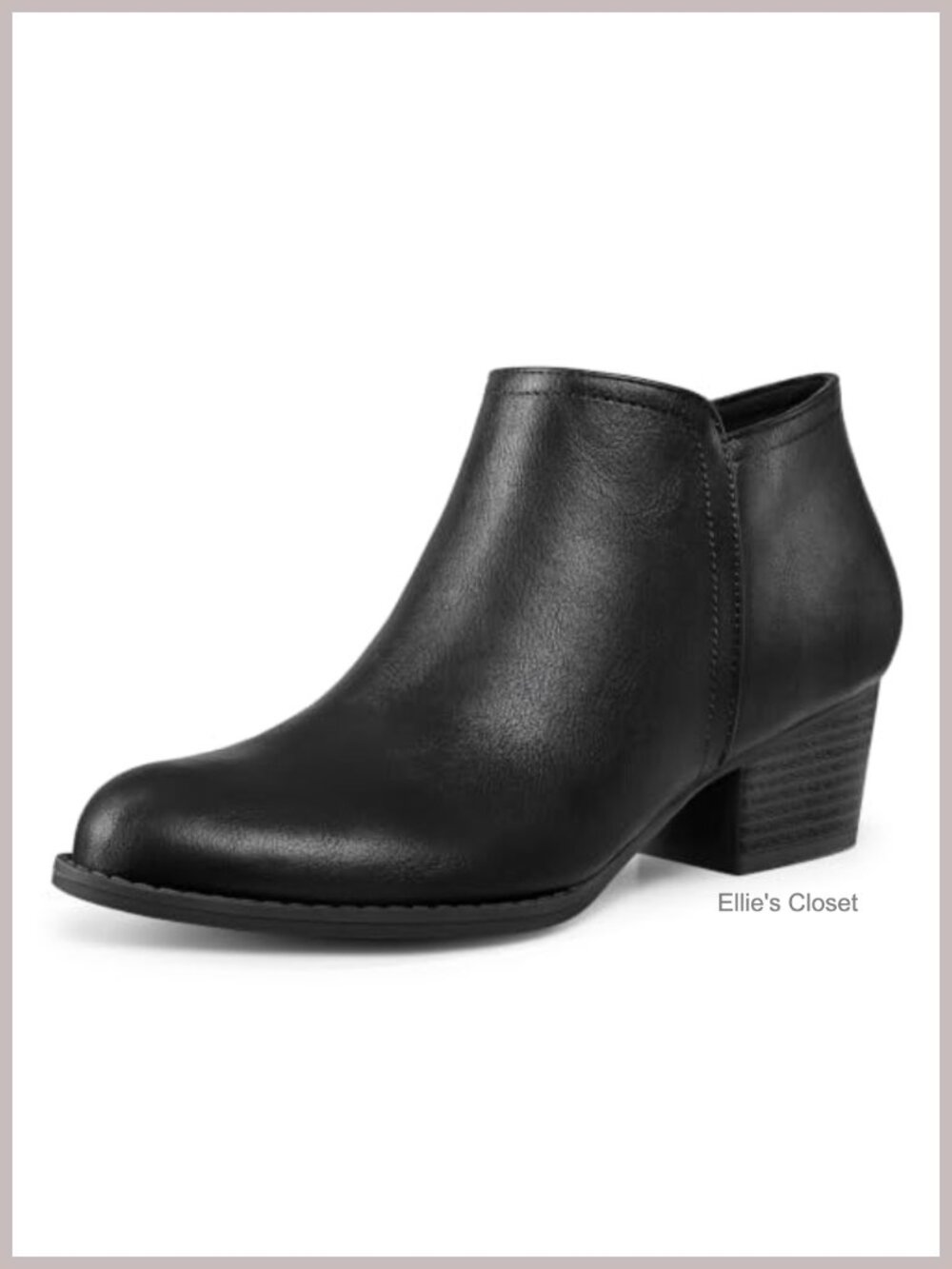 Women's Ankle Boots Chunky Stacked Block Heel Side Zip Round Toe